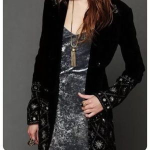 Free people coat black velvet with mirror trim size xs